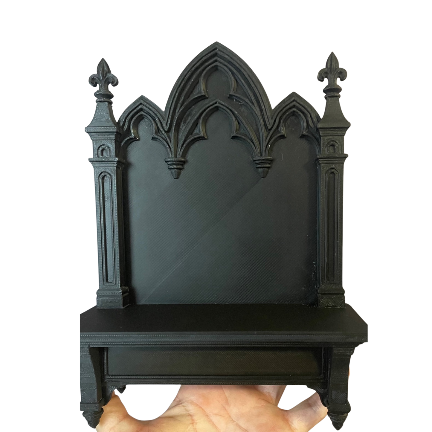 Gothic Cathedral Mini Shelf – Dark Altar Display for Jewelry, Crystals, or Witchy Decor – Black 3D Printed Occult Shelf