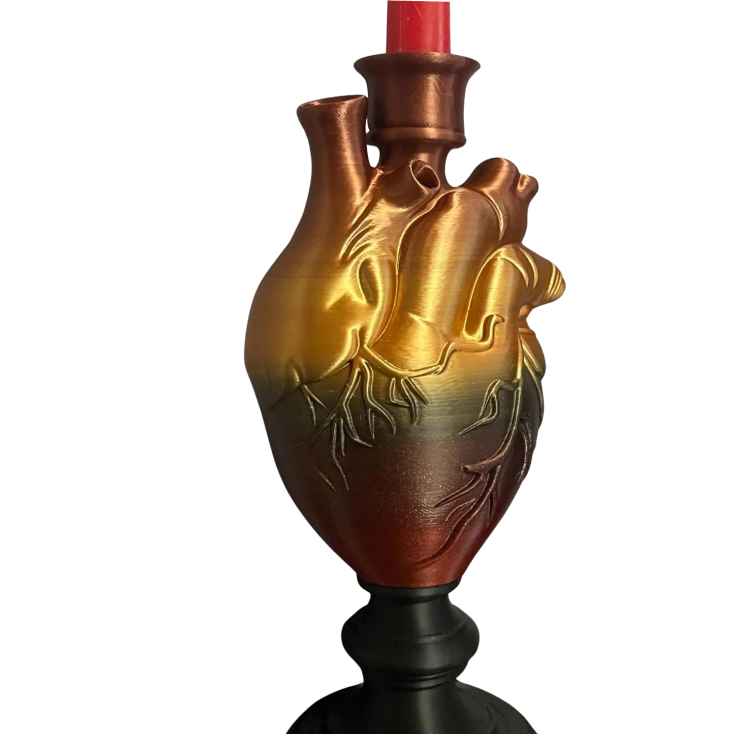 Anatomical Heart Candle Holder – Gothic Decor in Black, Gold, Burgundy & Bronze | Dark Romance Shelf Accent | Occult Home Gift