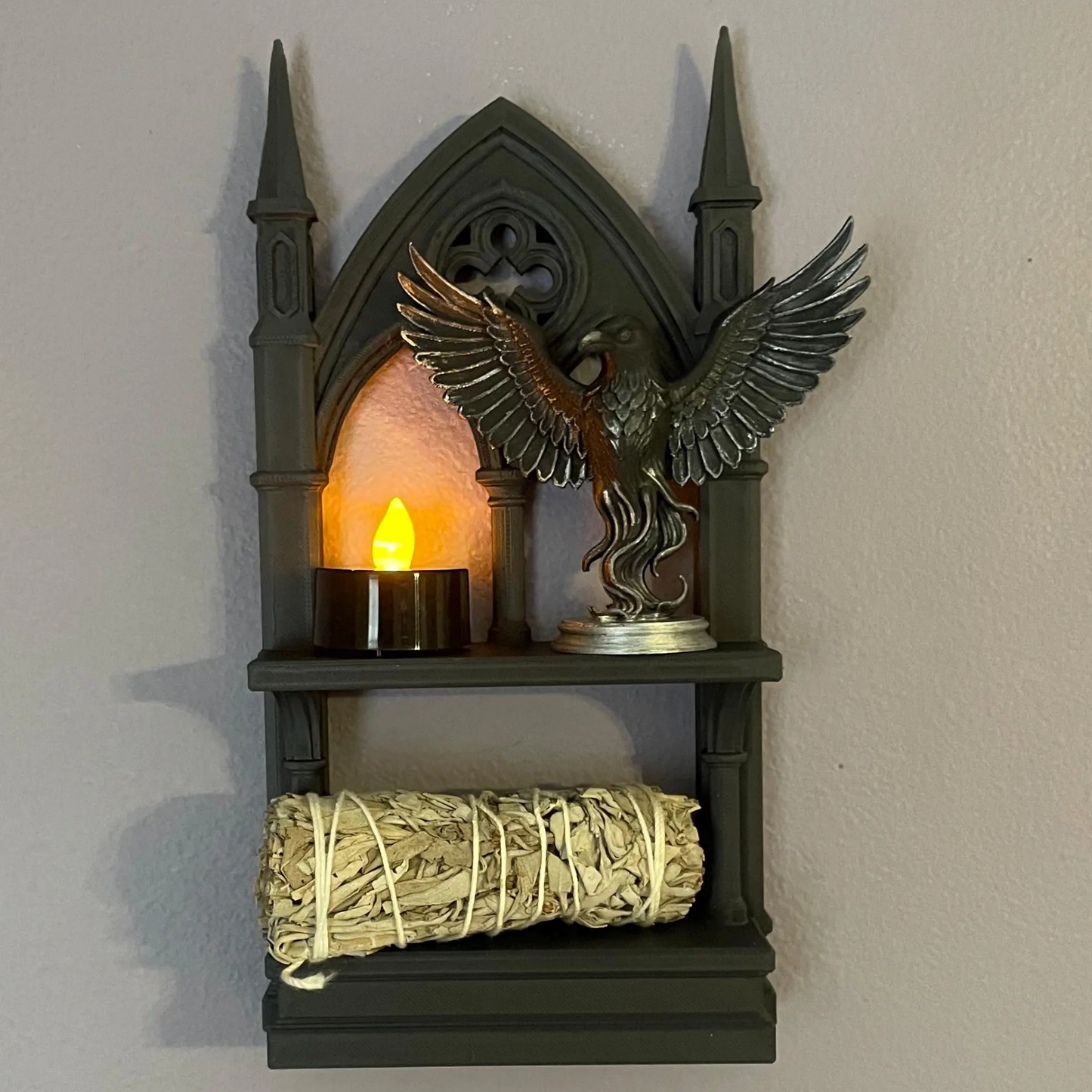 Gothic Cathedral Mini Shelf for Crystals, Tarot, and Witchy Decor
