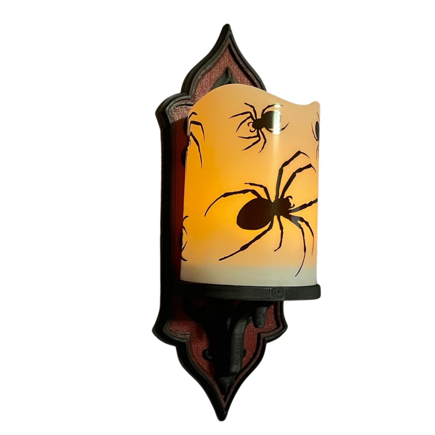 Gothic Wall Sconce Set | Black & Burgundy Candle Holders | 3D Printed Occult Home Décor (Pair)