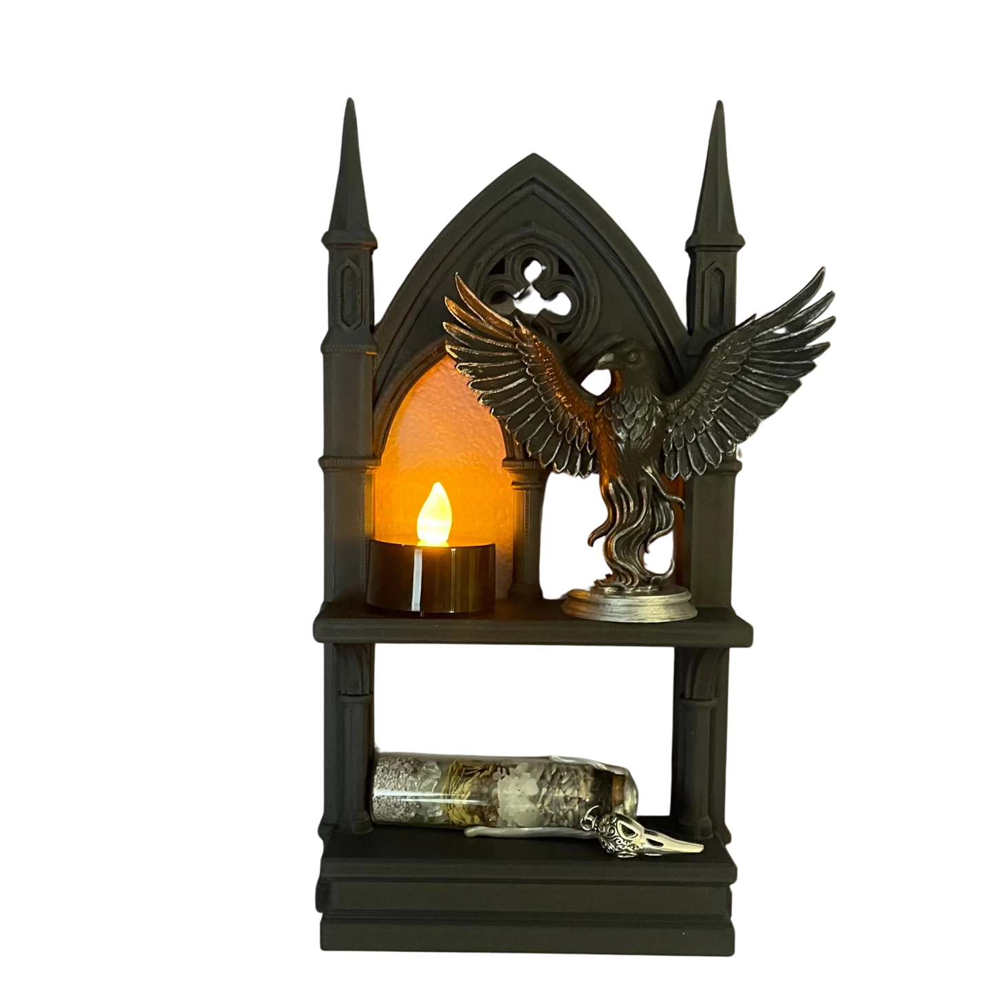 Gothic Cathedral Mini Shelf for Crystals, Tarot, and Witchy Decor