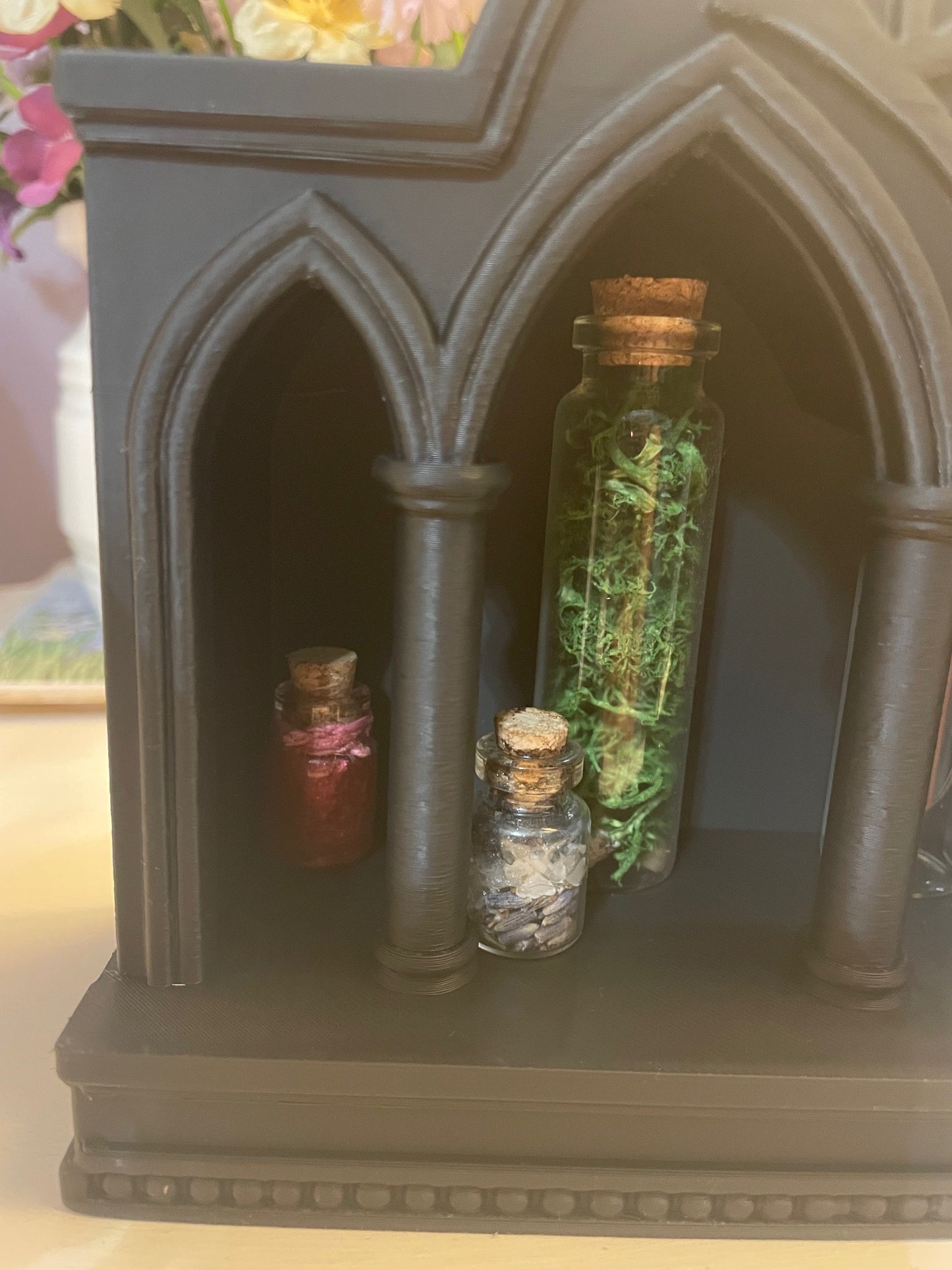 Gothic Desktop Altar Shelf | Mini Apothecary Bottle Display | Witchy Gothic Home Décor