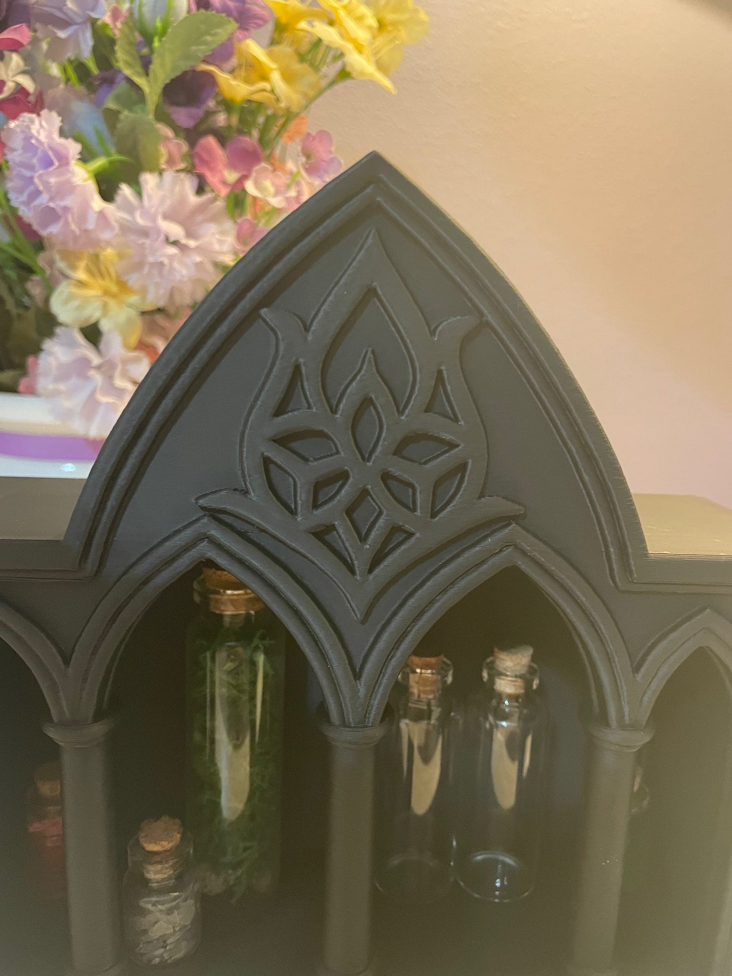 Gothic Desktop Altar Shelf | Mini Apothecary Bottle Display | Witchy Gothic Home Décor