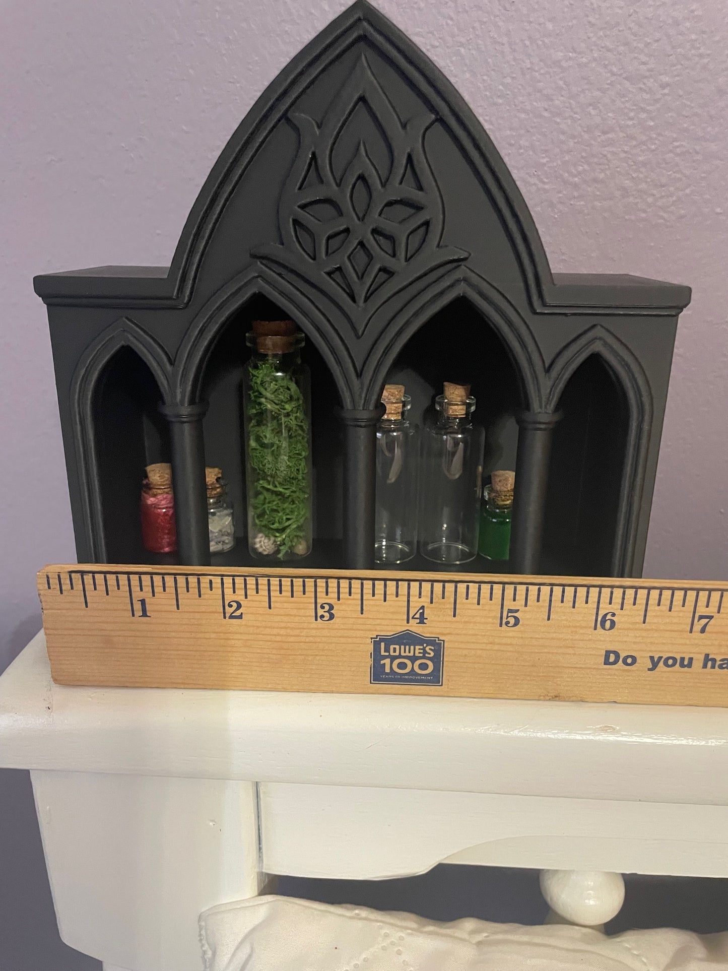 Gothic Desktop Altar Shelf | Mini Apothecary Bottle Display | Witchy Gothic Home Décor
