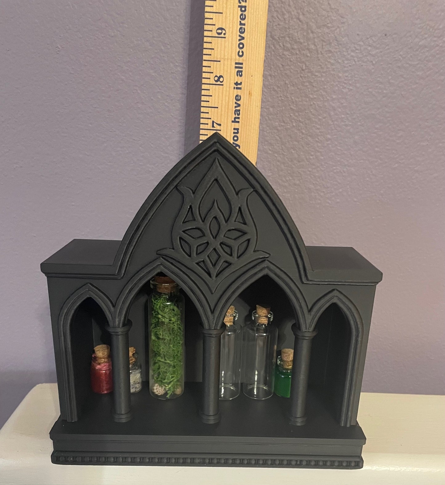 Gothic Desktop Altar Shelf | Mini Apothecary Bottle Display | Witchy Gothic Home Décor