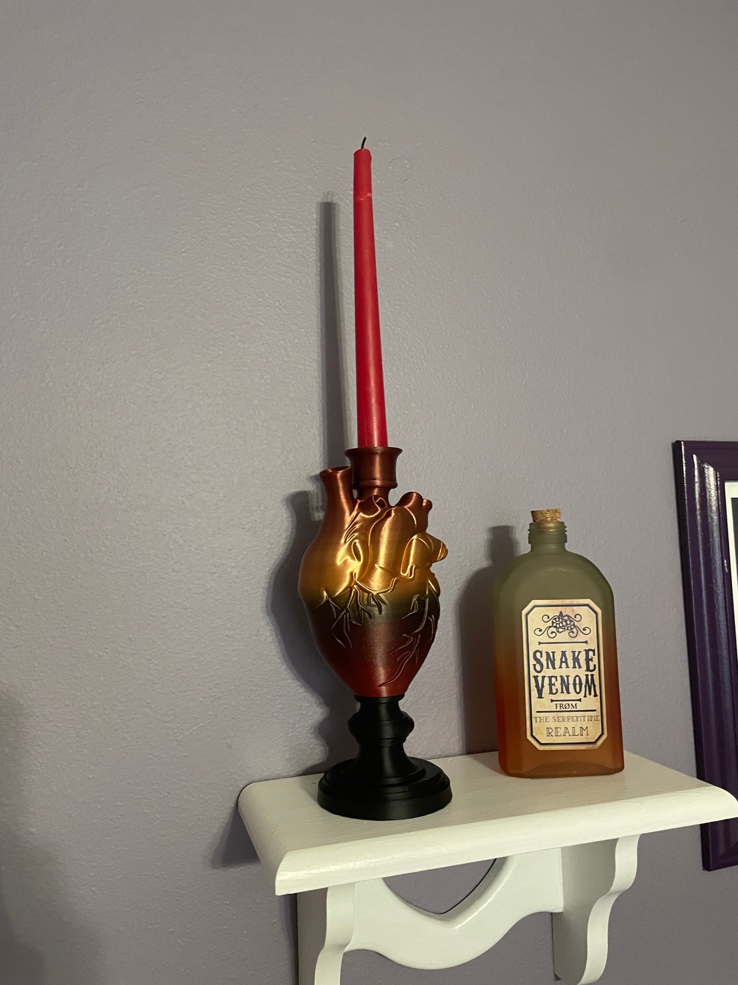 Anatomical Heart Candle Holder – Gothic Decor in Black, Gold, Burgundy & Bronze | Dark Romance Shelf Accent | Occult Home Gift