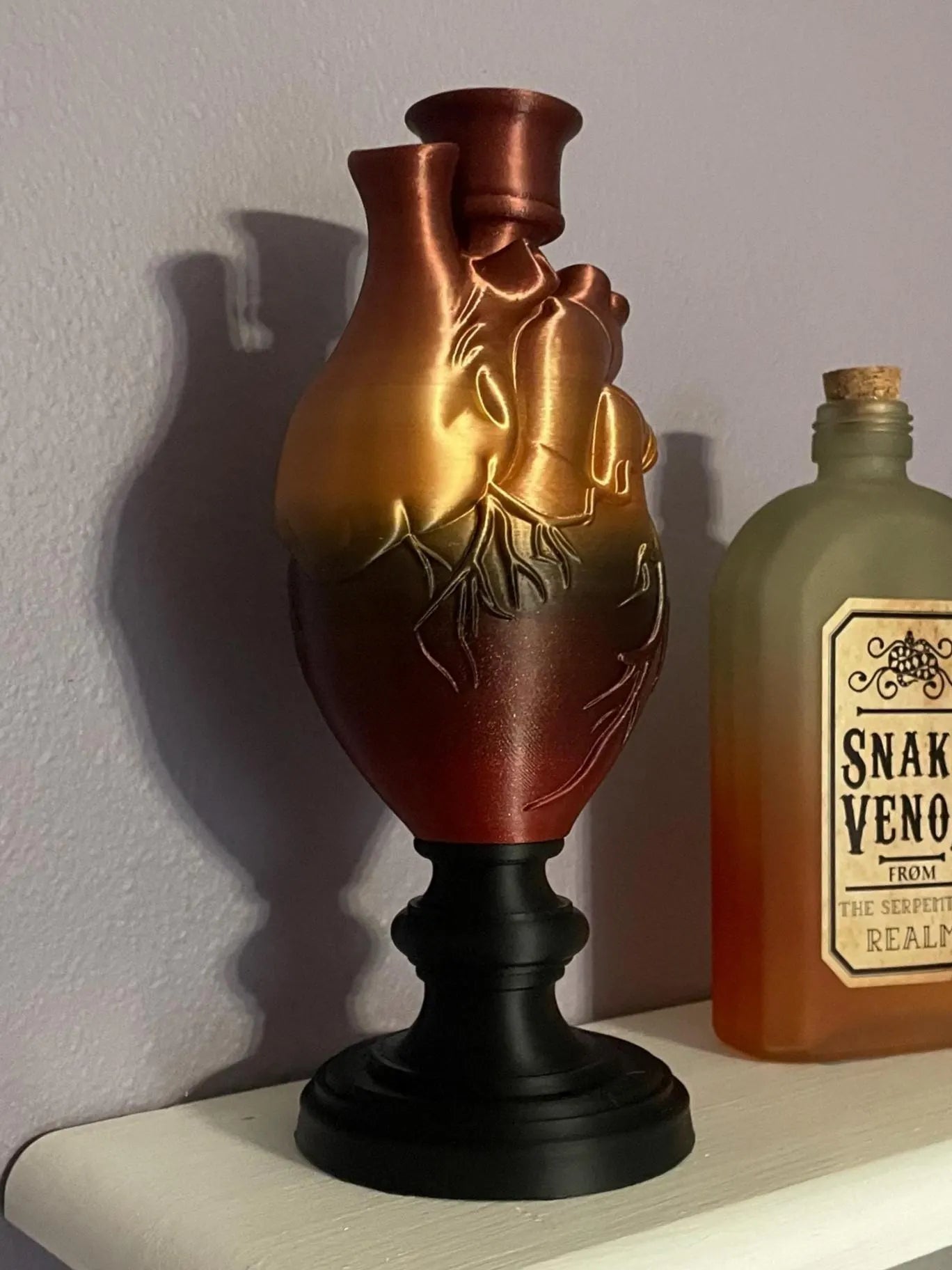 Anatomical Heart Candle Holder – Gothic Decor in Black, Gold, Burgundy & Bronze | Dark Romance Shelf Accent | Occult Home Gift
