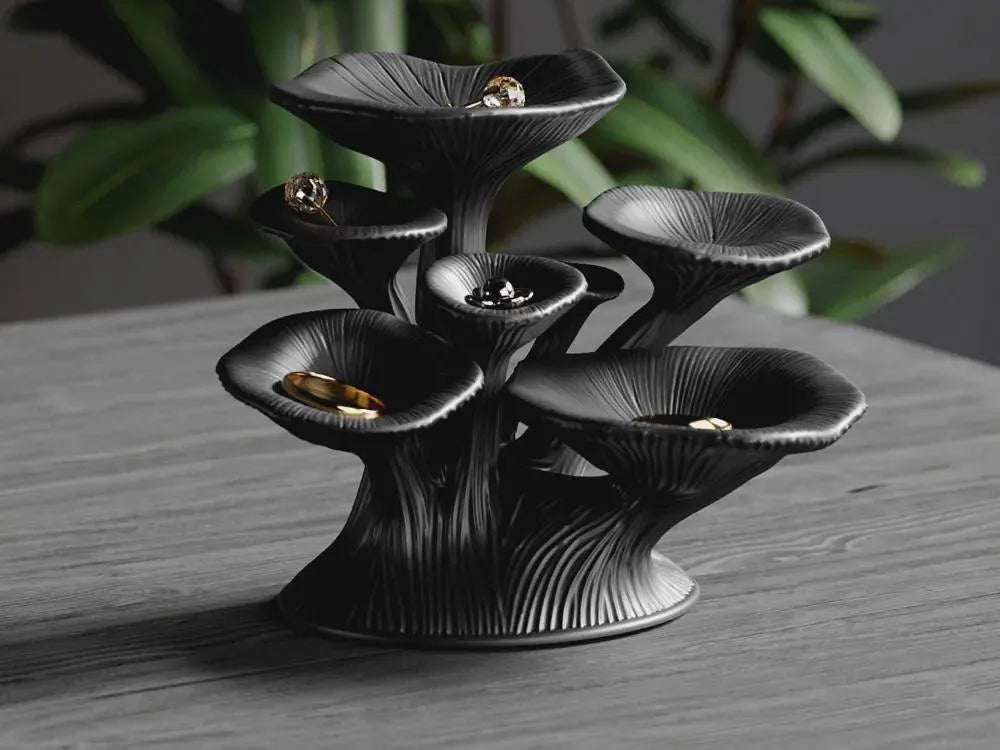 Enchanted Mushroom Ring Holder – Gothic Altar Jewelry Stand, Witchy Woodland Decor
