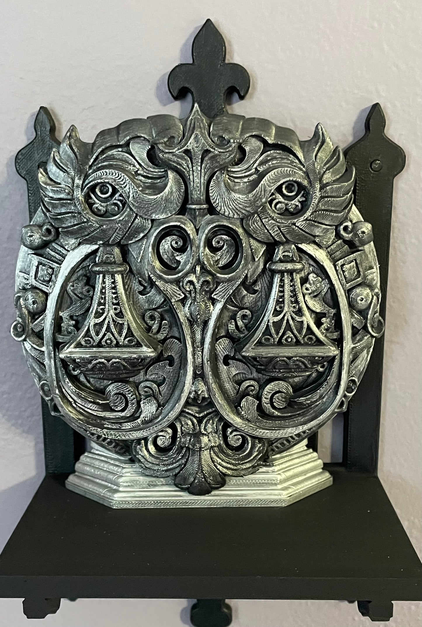 Gothic Zodiac Sign Statue: Black & Silver Astrology Home Decor