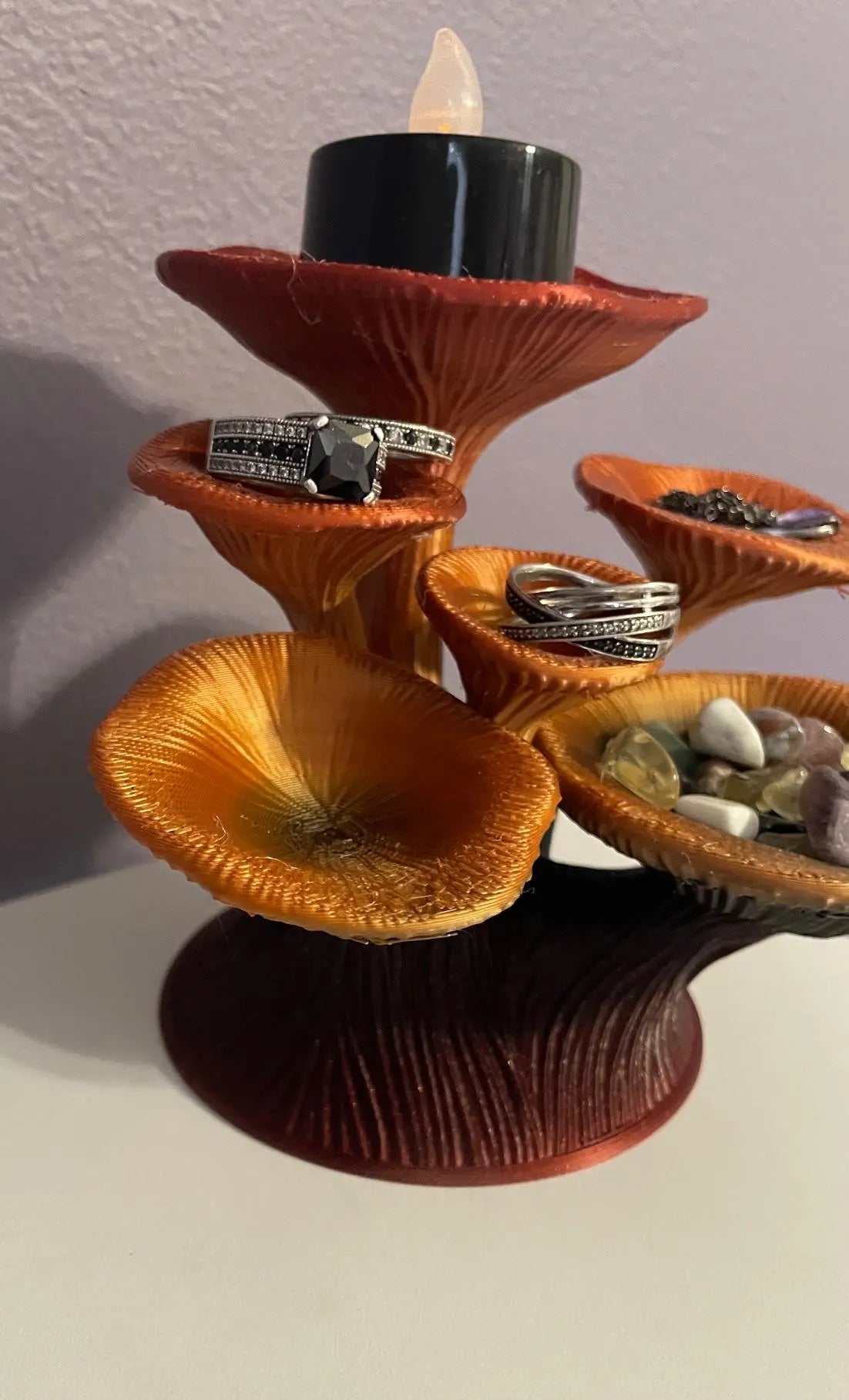 Enchanted Mushroom Ring Holder – Gothic Altar Jewelry Stand, Witchy Woodland Decor