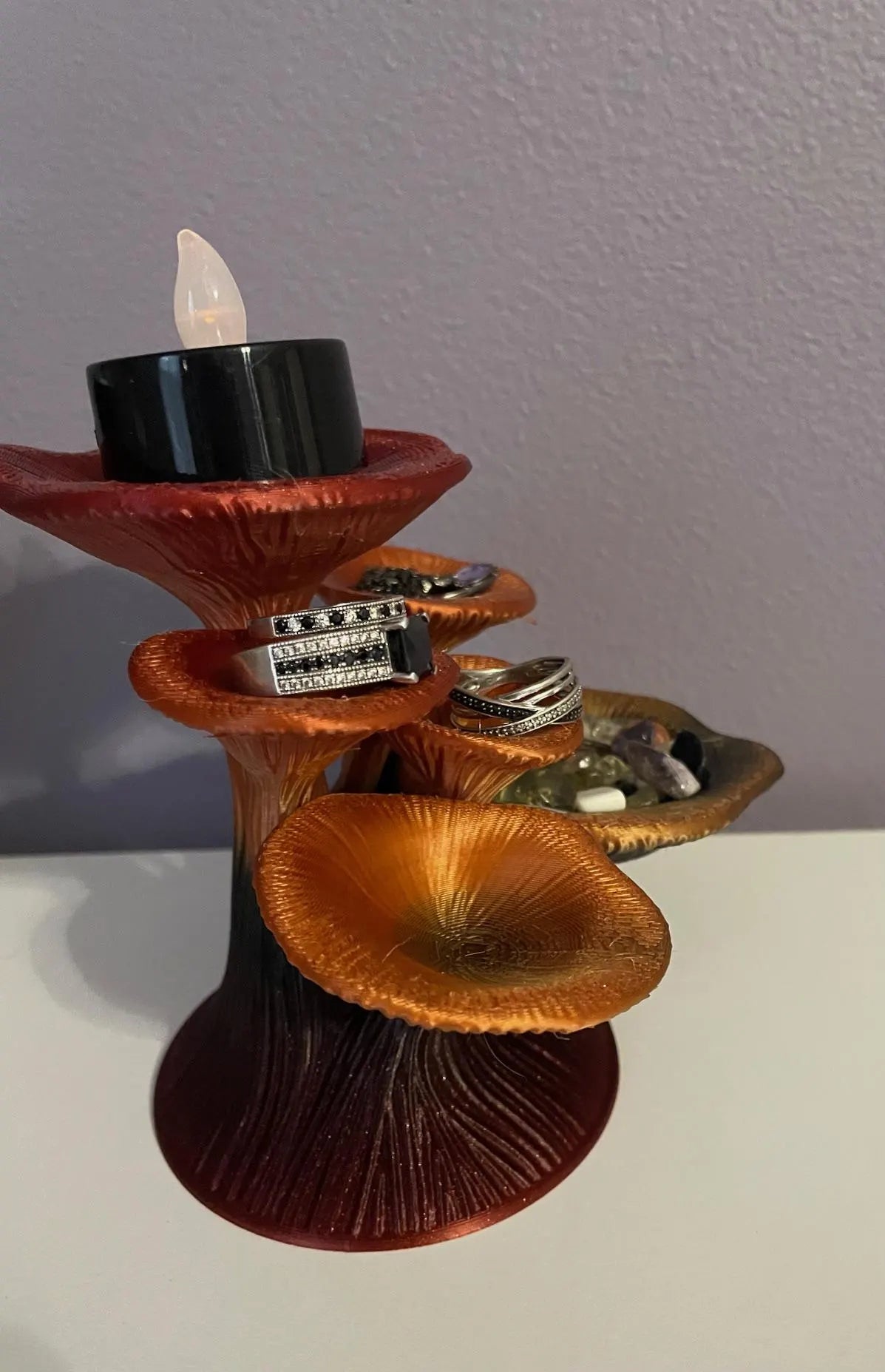 Enchanted Mushroom Ring Holder – Gothic Altar Jewelry Stand, Witchy Woodland Decor