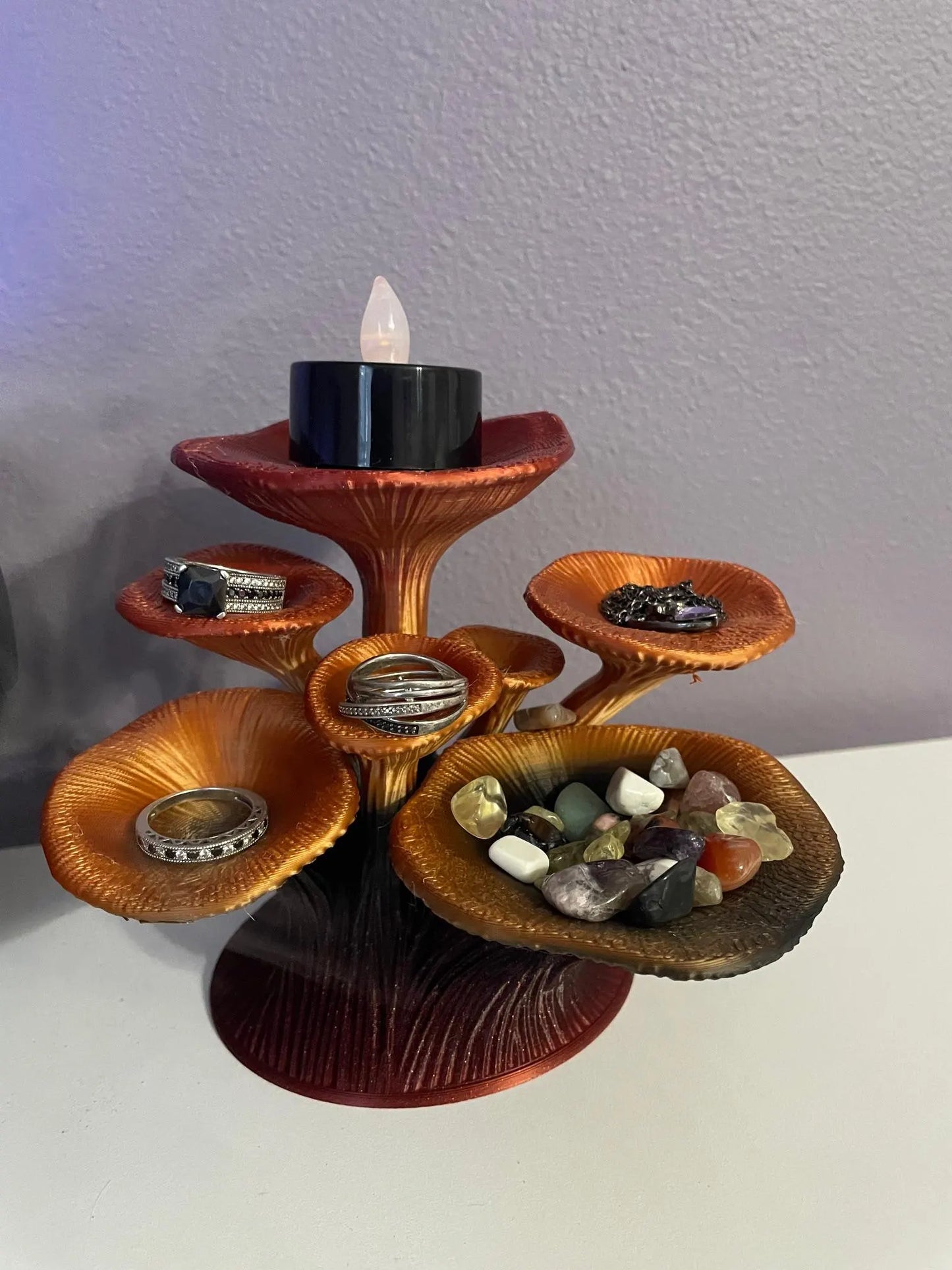 Enchanted Mushroom Ring Holder – Gothic Altar Jewelry Stand, Witchy Woodland Decor