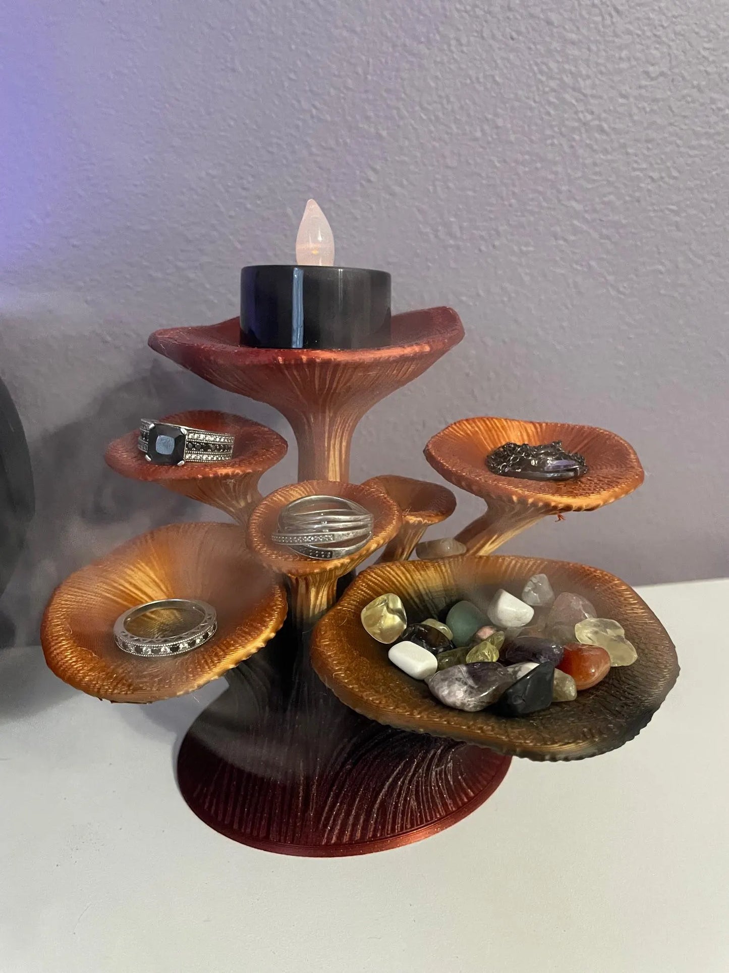 Enchanted Mushroom Ring Holder – Gothic Altar Jewelry Stand, Witchy Woodland Decor