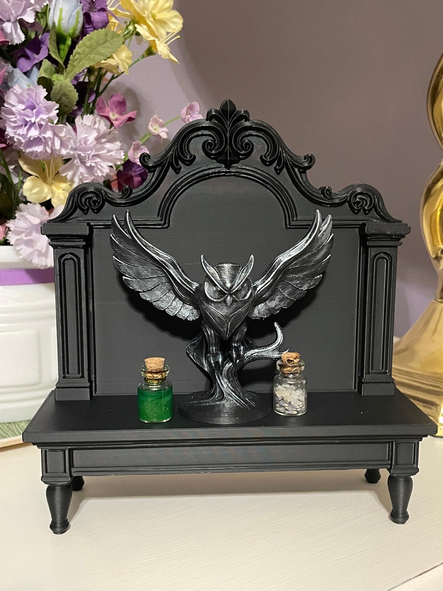 Gothic Cathedral Shelf Display – Tabletop Altar for Dark Decor & Occult Styling