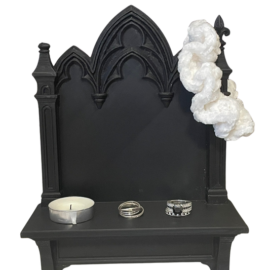 Gothic Cathedral Mini Shelf – Dark Altar Display for Jewelry, Crystals, or Witchy Decor – Black 3D Printed Occult Shelf