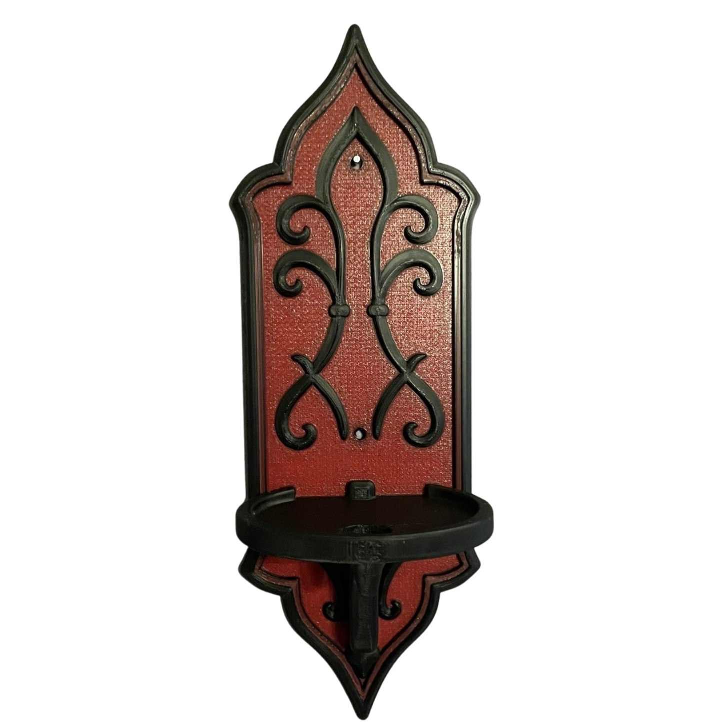 Gothic Wall Sconce Set | Black & Burgundy Candle Holders | 3D Printed Occult Home Décor (Pair)